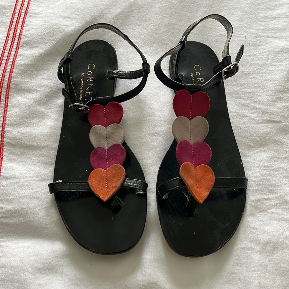 Valentine sandals, handmade leather sandals Cornetti, size 38, leather ❤️🤍💖🧡